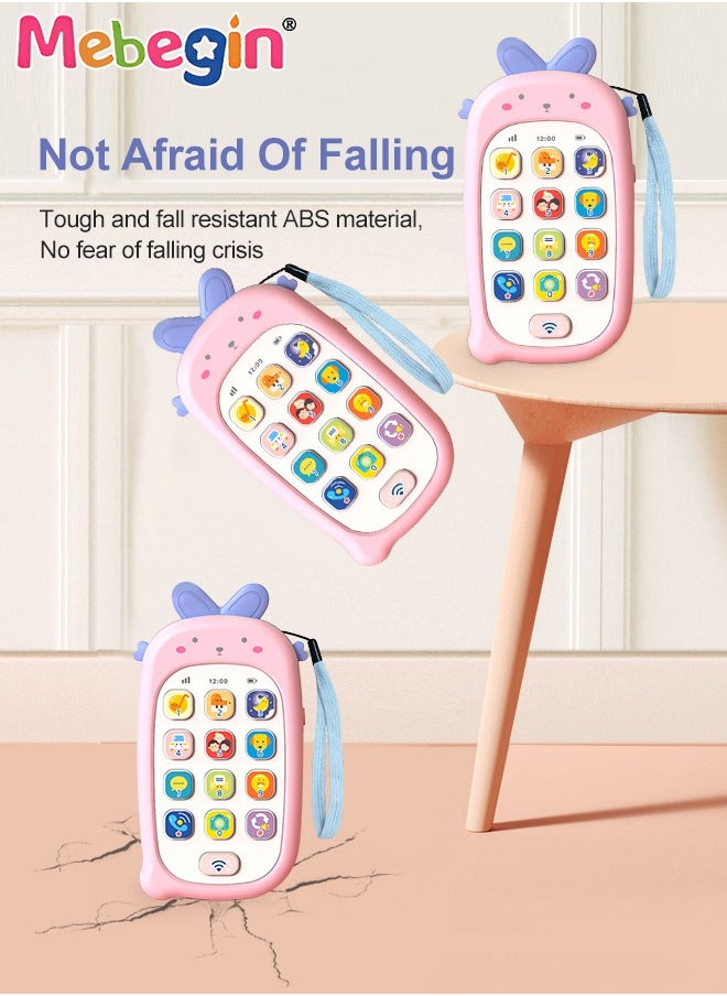 MEBEGIN Smart Early Education Mobile Phone with Lanyard, Teething Phone Toy for Babies, Adorable Phone Toy with Recording Repeat Function, Portable Preschool Learning Phone, Chinese-English Bilingual Early Education, 3 AAA Batteries(not included), 7*13.5cm  - Image 5