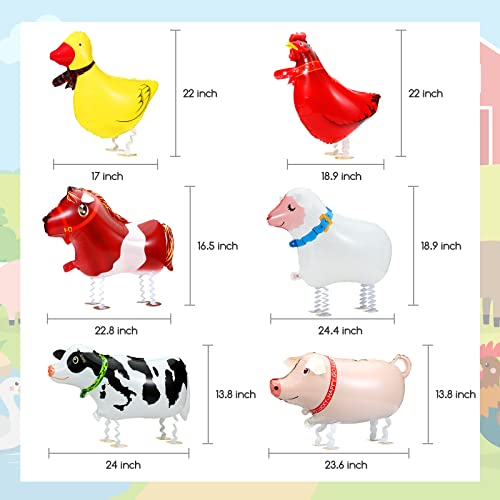 KESOTE Farm Animal Balloons, 6 Pack Inflatable Farm Animals Walking Balloons for Birthday Party Decorations Farm Animal Birthday Party Supplies - Image 5