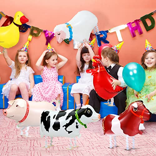 KESOTE Farm Animal Balloons, 6 Pack Inflatable Farm Animals Walking Balloons for Birthday Party Decorations Farm Animal Birthday Party Supplies - Image 2