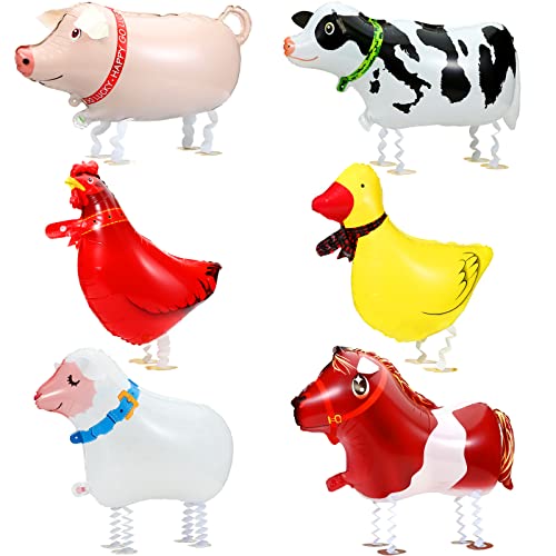 KESOTE Farm Animal Balloons, 6 Pack Inflatable Farm Animals Walking Balloons for Birthday Party Decorations Farm Animal Birthday Party Supplies - Image 1
