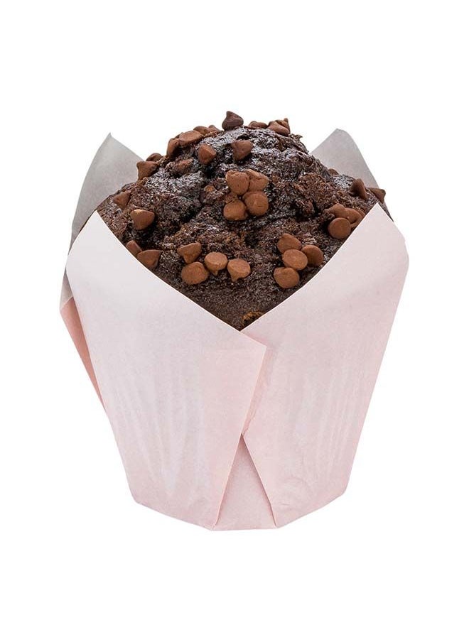 Restaurantware - Panificio Premium 4 oz Pink Paper Tulip Baking Cup: Paper Baking Cups Perfect for Muffins, Cupcakes or Mini Snacks - Greaseproof - Disposable and Recyclable - 200ct Box - Image 1