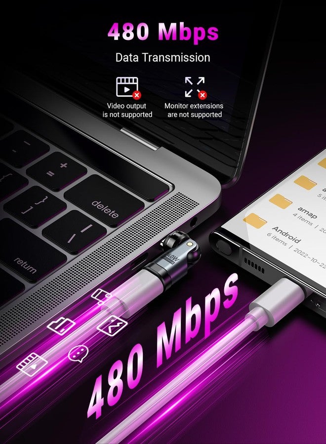 VAFOTON USB C Magnetic Adapter PD 240W(2Pack), 9PIN USB C 90 Degree Adapter/USB C Right Angle Adapter/180 Degree USB C Connector/USB C to USB C Adapter for Phone 16/15, Ma-Book Pro/Pad Series, Samsung Galaxy - Image 5