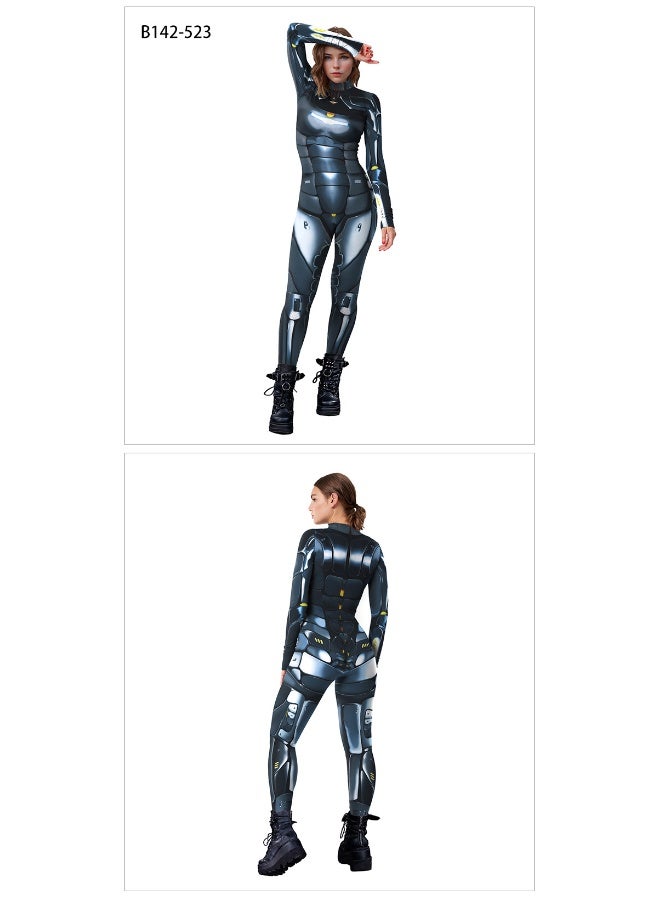 Autumn Halloween Skirt Skeleton Digital Printing Long-sleeved Dress - Image 2