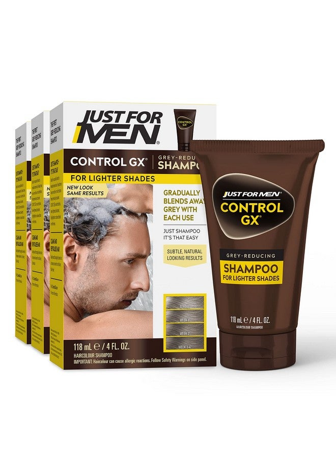 Just for Men Control GX Grey Reducing Shampoo for Lighter Shades of Hair, Blonde to Medium Brown, Gradual Hair Color with Keratin, 4 Fl Oz - Pack of 3 (Packaging May Vary) - Image 1
