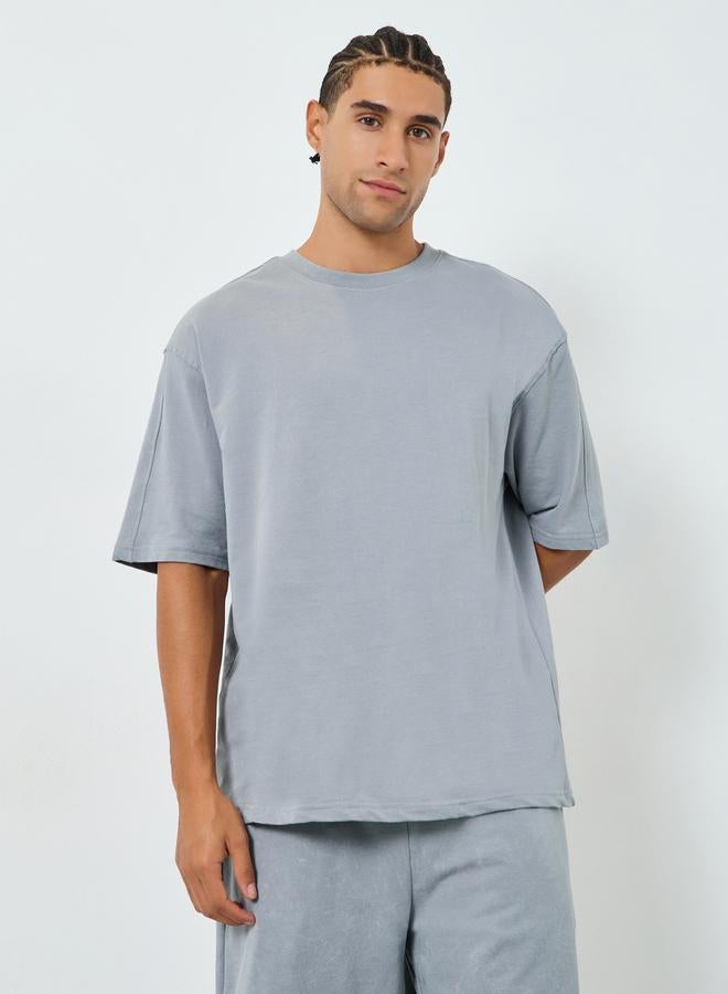 Styli Men Oversized Cut and Sew Panel T-Shirt and Shorts Co-Ords - Image 2