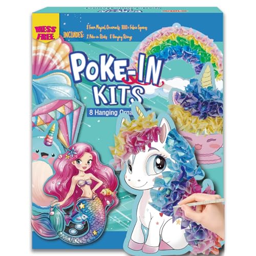 ATFUNSHOP 8 Packs Poke in Crafts Art Kits for Girl Unicorn Mermaid Mess Free Kids Paper Craft Kits Birthday Gift for Girls 4 5 6 7 8 9 Years Old DIY Presents Mess Free Art Activity - Image 1