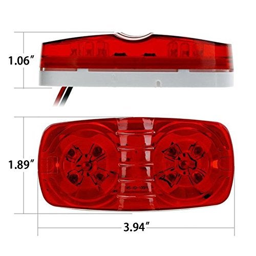 NEW SUN 5 Pcs Trailer RV Marker LED Light, Bullseye/Tiger Eye/Double Bubble Clearance Light,10 Red LEDs, 12V 4x2 Rectangular LED Side Marker Light Indicators Surface Mount, Camper, Trucks, Rvs - Image 4
