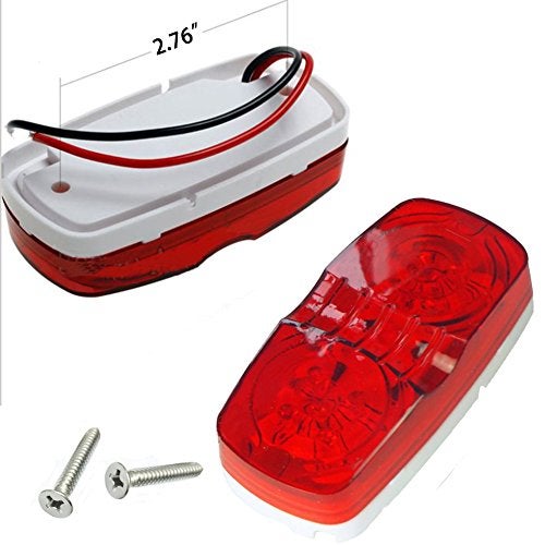 NEW SUN 5 Pcs Trailer RV Marker LED Light, Bullseye/Tiger Eye/Double Bubble Clearance Light,10 Red LEDs, 12V 4x2 Rectangular LED Side Marker Light Indicators Surface Mount, Camper, Trucks, Rvs - Image 5