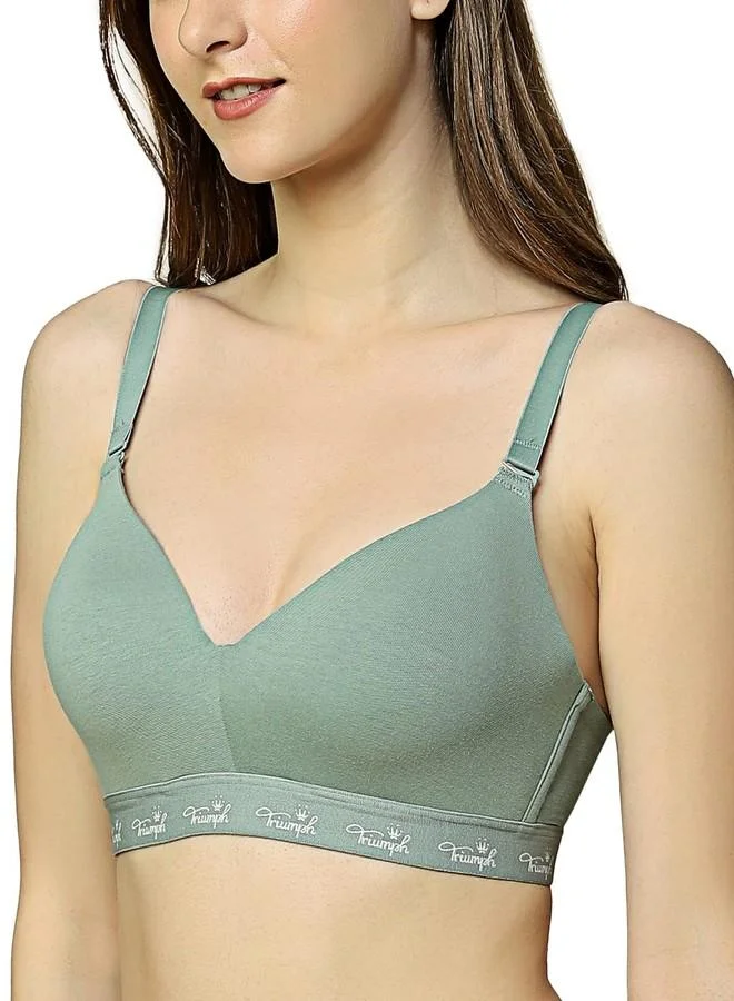 ترايامف Triumph Women's Cotton Underwire Casual Padded T-Shirt Bra (A22TRI110I646_Green_32B)