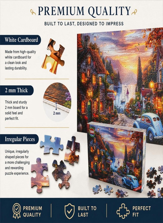 Yunlus Jigsaw Puzzles for Adults 1000 Pieces Autumn Lakeside Town Mountain Puzzles Impossible Hard Difficult Challenging Puzzles Sunset Natural Landscape Jigsaw Puzzle 1000 Pieces 28 x 20 inch - Image 5