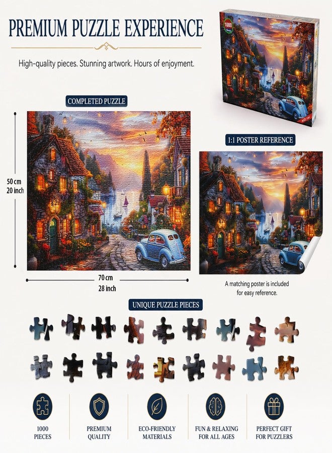 Yunlus Jigsaw Puzzles for Adults 1000 Pieces Autumn Lakeside Town Mountain Puzzles Impossible Hard Difficult Challenging Puzzles Sunset Natural Landscape Jigsaw Puzzle 1000 Pieces 28 x 20 inch - Image 4
