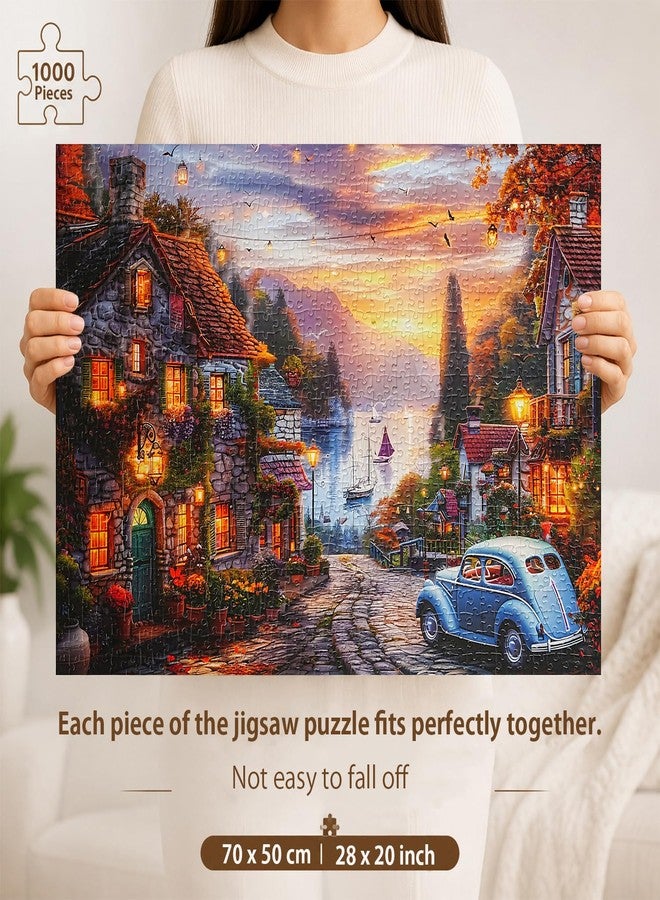 Yunlus Jigsaw Puzzles for Adults 1000 Pieces Autumn Lakeside Town Mountain Puzzles Impossible Hard Difficult Challenging Puzzles Sunset Natural Landscape Jigsaw Puzzle 1000 Pieces 28 x 20 inch - Image 2