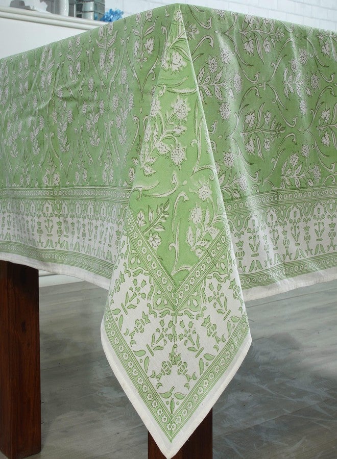 Ridhi Pear Green Hand Block Print Cotton Rectangle Tablecloth 108 x 70 inches Reusable Table Cover Decorative Everyday Use for Dining Room, Farmhouse, Home, Party, Festive & Wedding, Fall - Image 3