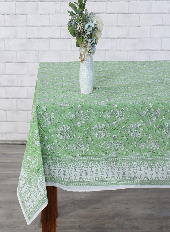 Ridhi Pear Green Hand Block Print Cotton Rectangle Tablecloth 108 x 70 inches Reusable Table Cover Decorative Everyday Use for Dining Room, Farmhouse, Home, Party, Festive & Wedding, Fall - Image 1