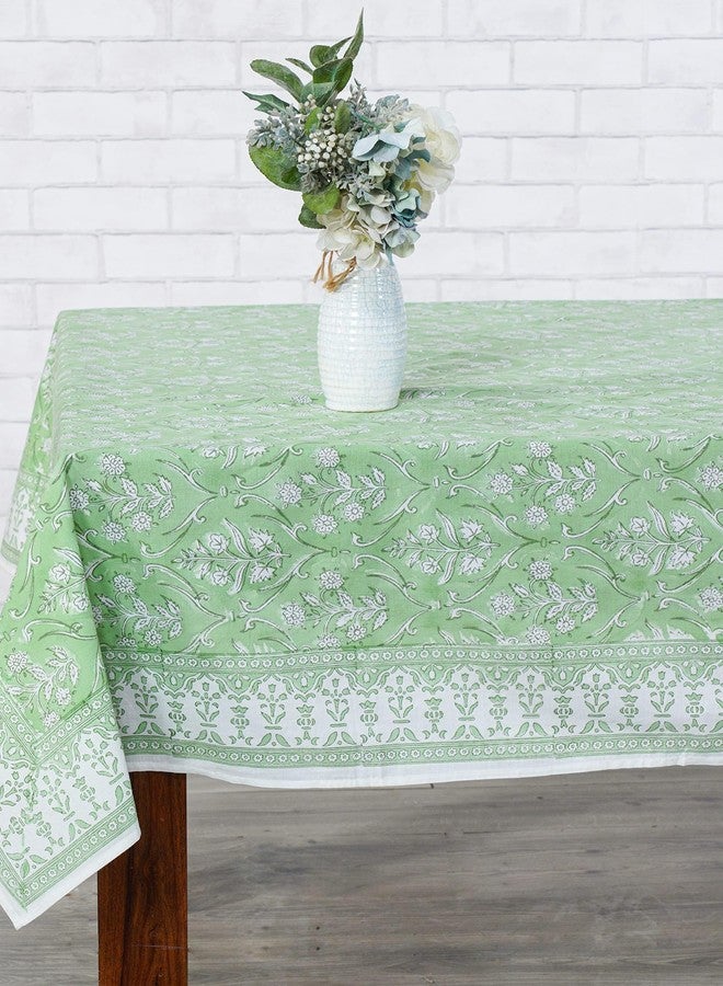 Ridhi Pear Green Hand Block Print Cotton Rectangle Tablecloth 108 x 70 inches Reusable Table Cover Decorative Everyday Use for Dining Room, Farmhouse, Home, Party, Festive & Wedding, Fall - Image 5