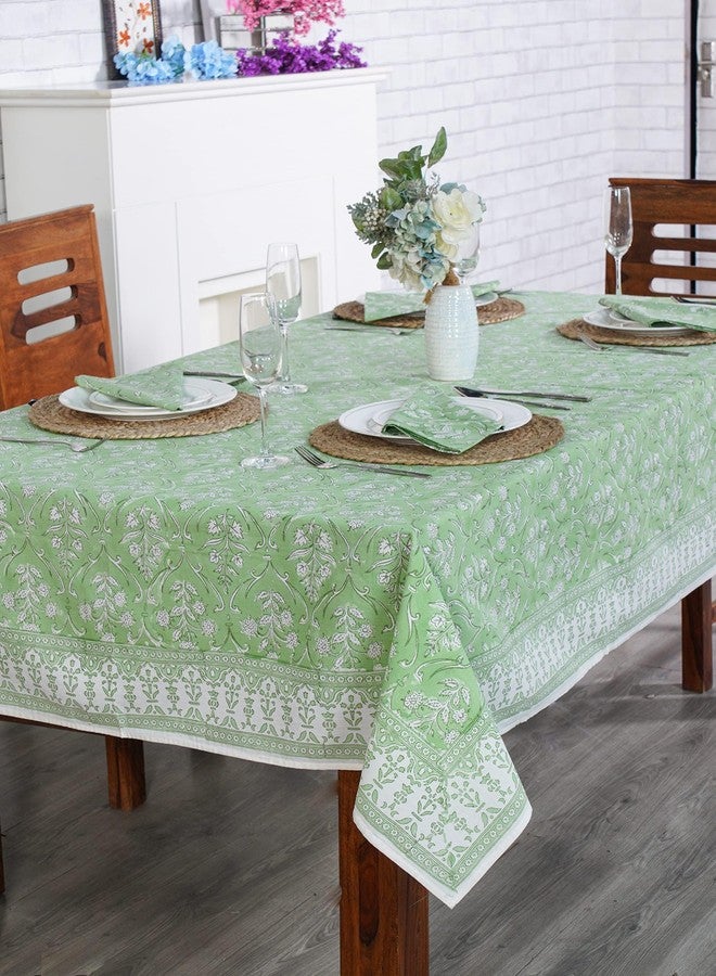 Ridhi Pear Green Hand Block Print Cotton Rectangle Tablecloth 108 x 70 inches Reusable Table Cover Decorative Everyday Use for Dining Room, Farmhouse, Home, Party, Festive & Wedding, Fall - Image 2