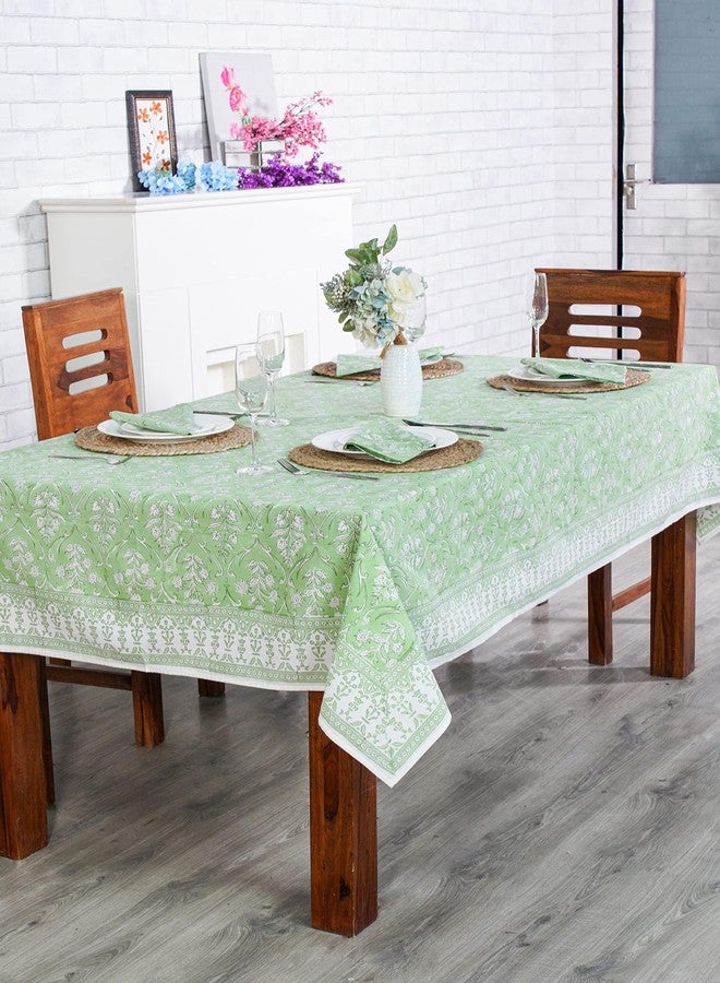 Ridhi Pear Green Hand Block Print Cotton Rectangle Tablecloth 108 x 70 inches Reusable Table Cover Decorative Everyday Use for Dining Room, Farmhouse, Home, Party, Festive & Wedding, Fall - Image 4