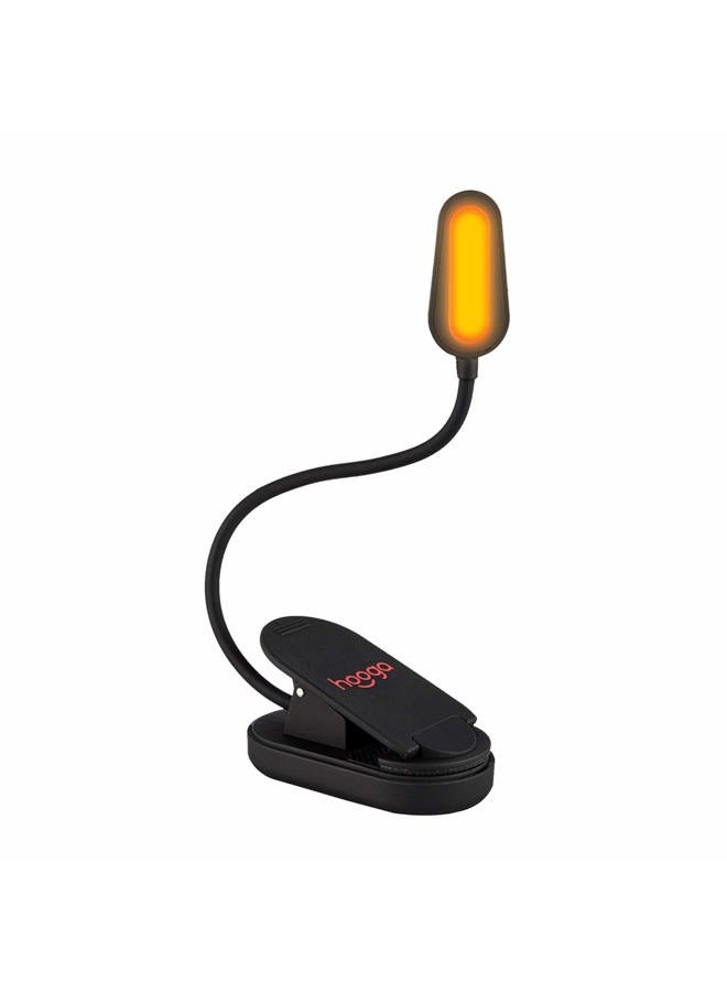 Hooga - Amber Book Light, Rechargeable with Blue Light Blocking Clip, 1600K LED Reading Light, Warm Eye Care for Bed, Students, Kids, Travel, Nursing, Studying - Image 1