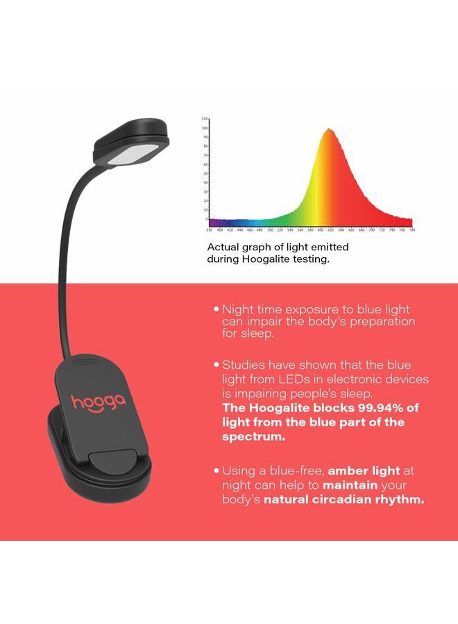 Hooga - Amber Book Light, Rechargeable with Blue Light Blocking Clip, 1600K LED Reading Light, Warm Eye Care for Bed, Students, Kids, Travel, Nursing, Studying - Image 5