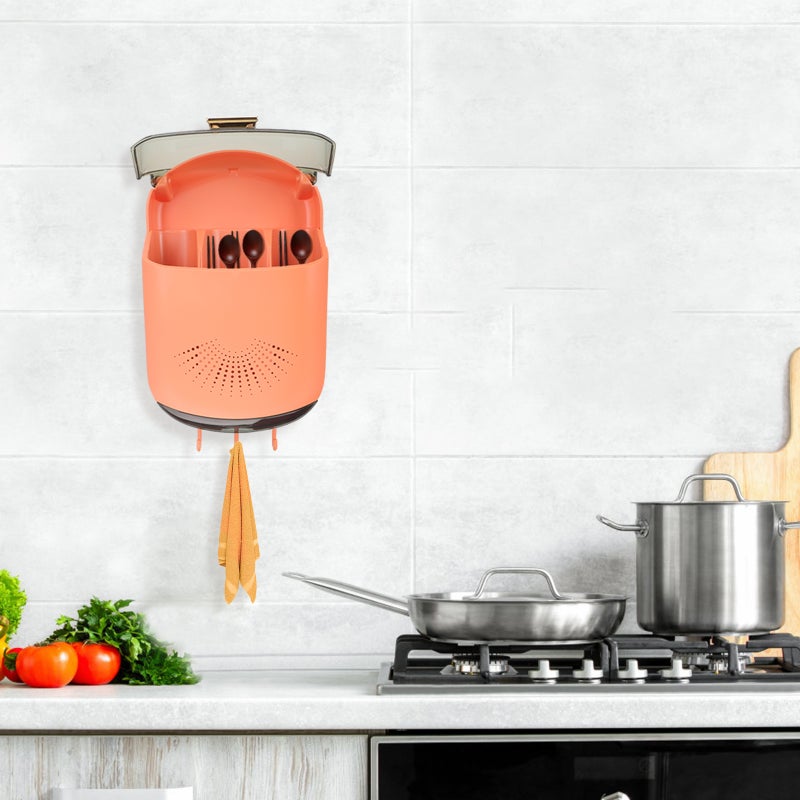 Wall-mounted Chopsticks Cage Household Chopsticks Spoon And Fork Drain Storage Holder - Image 4