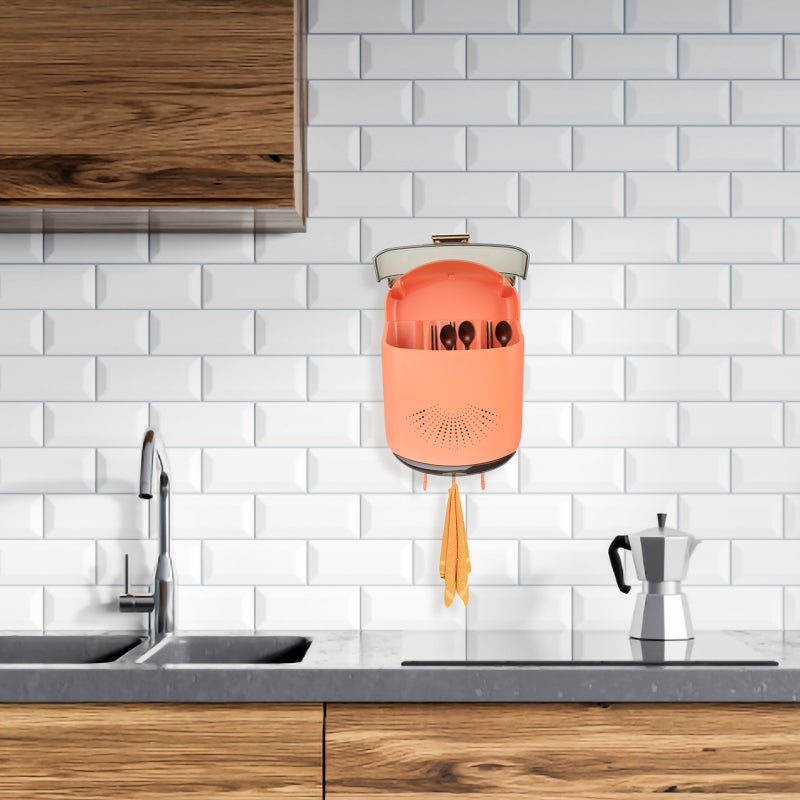 Wall-mounted Chopsticks Cage Household Chopsticks Spoon And Fork Drain Storage Holder - Image 3