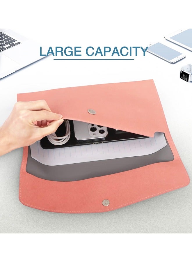 2 PCS File Folder, PU Leather A4 Document Holder File Organizer with Magnetic Snap Closure for Home School Office Stationery - Image 3