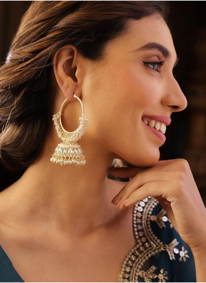 Priyaasi Elegant Women White Brass Earrings with pattern and secured with Post and Back closure and styled in ideal for Ethnic moments — perfect for fashion-forward occasions.  - Image 5