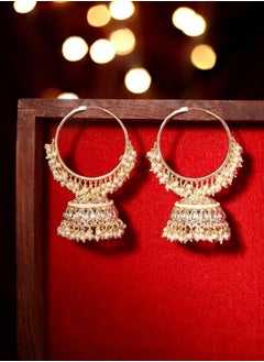 Elegant Women White Brass Earrings with pattern and secured with Post and Back closure and styled in ideal for Ethnic moments — perfect for fashion-forward occasions.