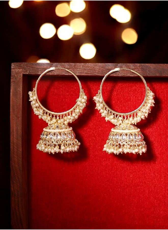 Priyaasi Elegant Women White Brass Earrings with pattern and secured with Post and Back closure and styled in ideal for Ethnic moments — perfect for fashion-forward occasions.  - Image 1