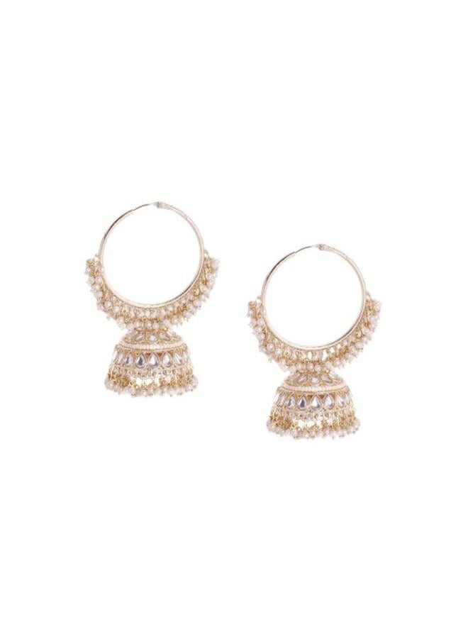 Priyaasi Elegant Women White Brass Earrings with pattern and secured with Post and Back closure and styled in ideal for Ethnic moments — perfect for fashion-forward occasions.  - Image 2