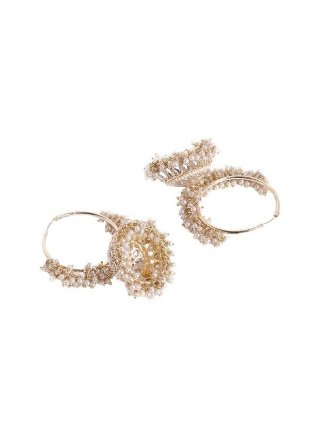 Priyaasi Elegant Women White Brass Earrings with pattern and secured with Post and Back closure and styled in ideal for Ethnic moments — perfect for fashion-forward occasions.  - Image 3