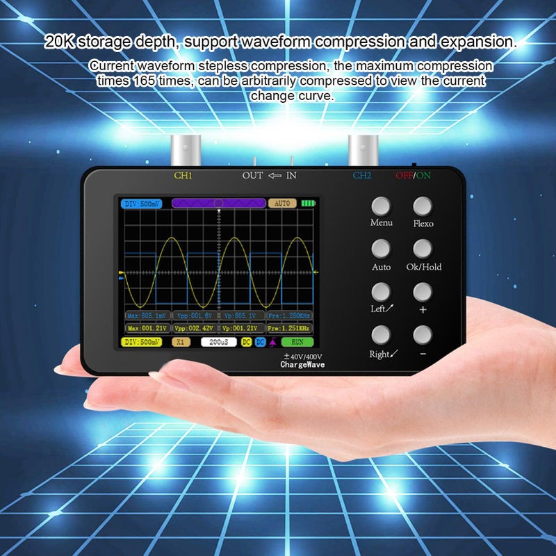 راسم الذبذبات الرقمي المحمول باليد مع شاشة LCD 5 فولت لصيانة السيارات والإلكترونيات - Image 5