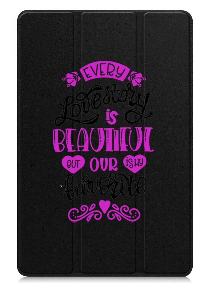 Theodor Protective Flip Case For Apple iPad Pro 13 (2024) With Trifold Stand Auto Wake Sleep Shockproof Cover EVery love story is beautiful black - Image 1