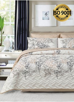 Master Home Textile 4Piece Microfiber Floral Bedspread Set Fits 160 x 200 cm Queen Size Bed Queen Size Compressed Comforter Set Elmira Series  - Image 1