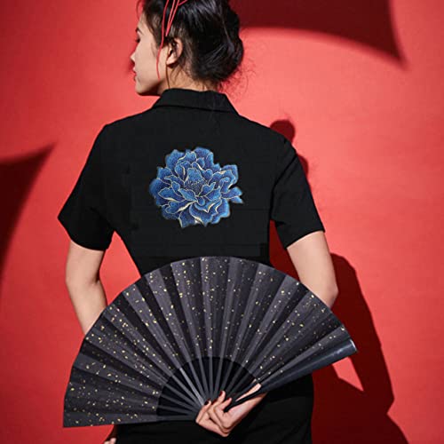 Sourcemall Sew on Peony Floral Patches, Embroidered Flower Appliques for DIY Clothing, Jackets, Jeans, Backpacks, Hats, Arts Craft Sew Making (Dark Blue Peony) - Image 4