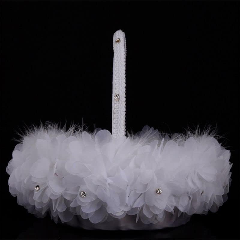 Yuudar 2PCS Wedding Flower Girl Baskets,Cute Handle Flower Girl Basket White Flower Basket for Wedding Decoration (Lace) - Image 4