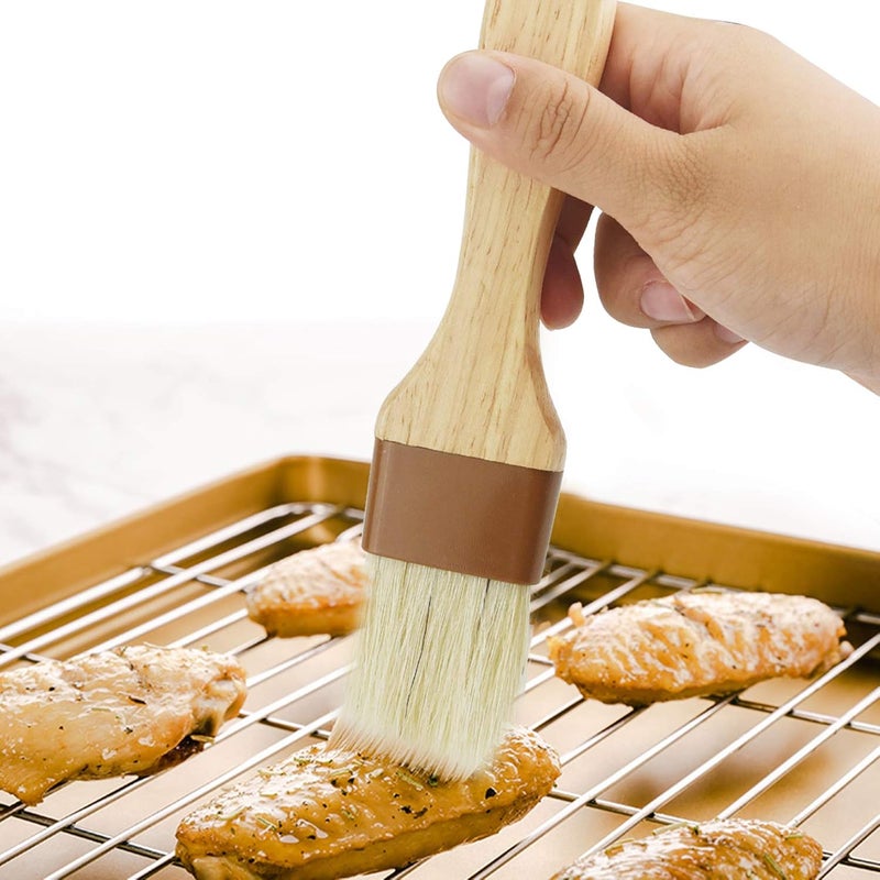 yeabwps 6 Pieces Pastry Brushes Basting Oil Brush with Boar Bristles and Beech Hardwood Handles for Spreading Butter Cooking Baking BBQ Oil Brush(1 inch, 1.6 inch, 3 inch) - Image 5