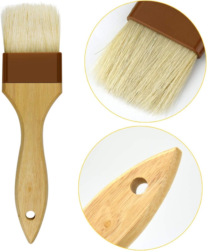 yeabwps 6 Pieces Pastry Brushes Basting Oil Brush with Boar Bristles and Beech Hardwood Handles for Spreading Butter Cooking Baking BBQ Oil Brush(1 inch, 1.6 inch, 3 inch) - Image 3