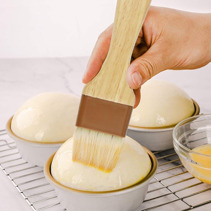 yeabwps 6 Pieces Pastry Brushes Basting Oil Brush with Boar Bristles and Beech Hardwood Handles for Spreading Butter Cooking Baking BBQ Oil Brush(1 inch, 1.6 inch, 3 inch) - Image 4