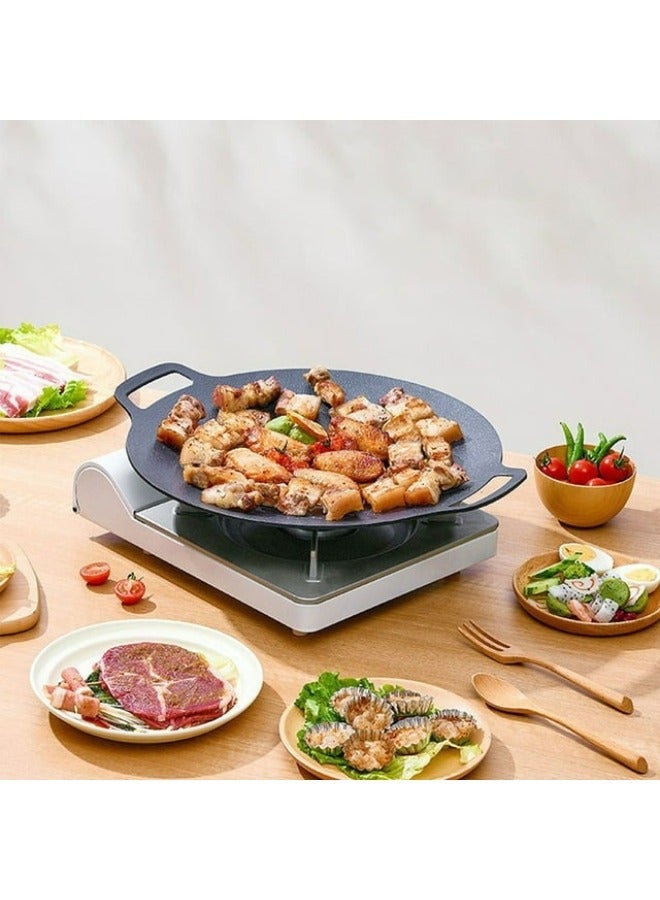Non-stick round Korean BBQ grill pan, versatile household grill pan for cooking meat, chicken, vegetables, and seafood, with a non-stick surface and easy to clean. Suitable for home, camping, and indoor and outdoor kitchens. 36 cm. - Image 3