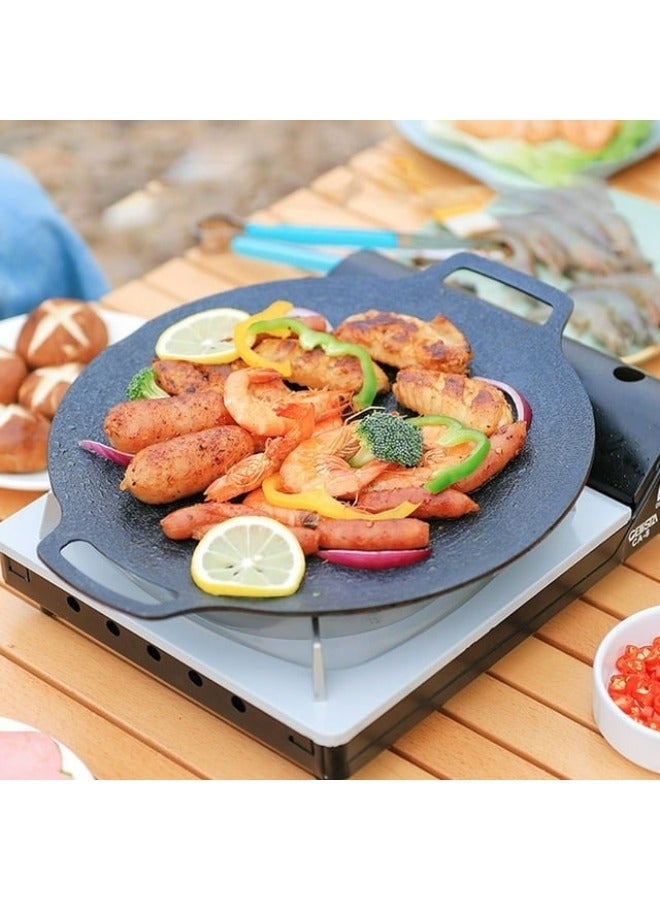 Non-stick round Korean BBQ grill pan, versatile household grill pan for cooking meat, chicken, vegetables, and seafood, with a non-stick surface and easy to clean. Suitable for home, camping, and indoor and outdoor kitchens. 36 cm. - Image 2