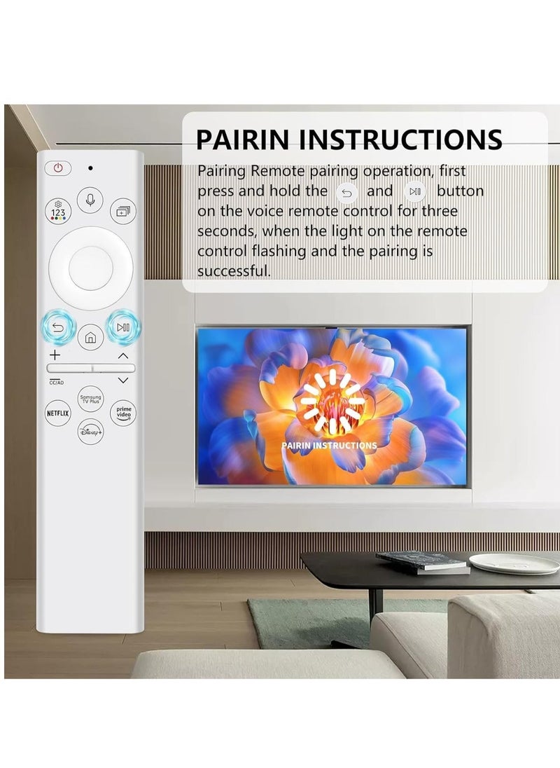 ICS Solar Voice Remote Replacement for Samsung Frame TV – Bluetooth Rechargeable with Solar Cell – Compatible with Samsung Smart TVs Ultra HD 4K 8K Neo QLED UHD – 4 Shortcut Buttons – White - Image 5