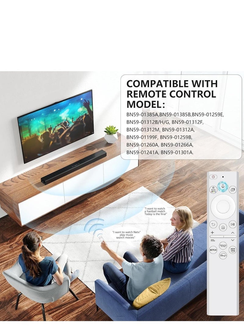 ICS Solar Voice Remote Replacement for Samsung Frame TV – Bluetooth Rechargeable with Solar Cell – Compatible with Samsung Smart TVs Ultra HD 4K 8K Neo QLED UHD – 4 Shortcut Buttons – White - Image 4