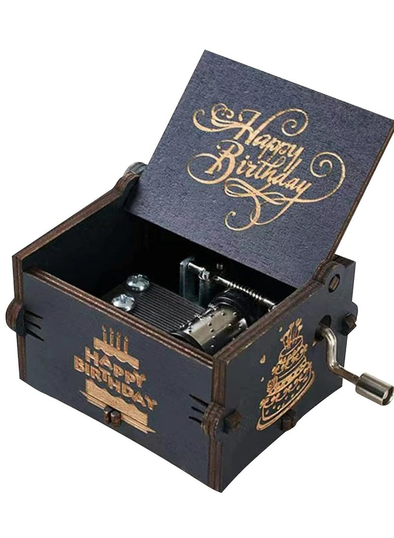 Oasisgalore Birthday Music Box Black,Wooden Engraved Musical Boxes - Gifts for Lover  - Image 1