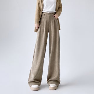 Narrow Wide-leg Pants Womens Fall/Winter fleece-lined 2024 New Style Small High Waist Dosing Soft Waxy Chenille Straight Pants Milk tea little man - pzsku/ZDC08E9393CC7899CE4DAZ/45/1746217579/d413cd48-cf61-4132-a1b6-1cd9e297883d