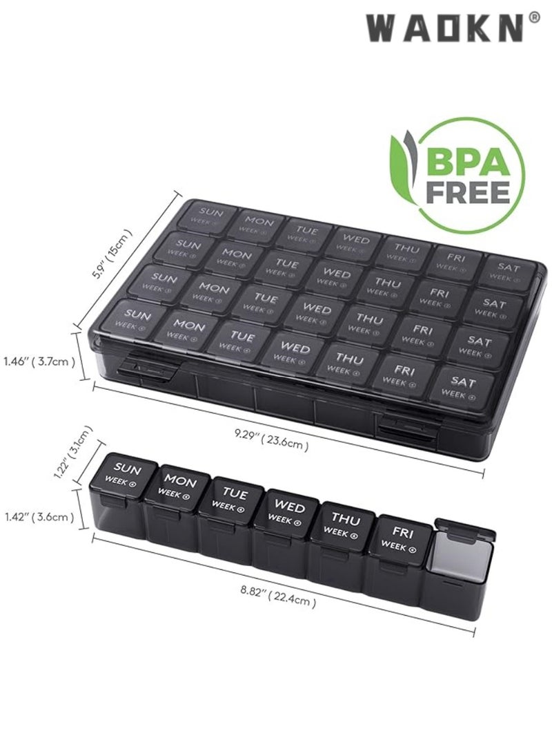 WAOKN Monthly Pill Organizer, 28 Day Pill Box, 4 Weeks One Month Pill Cases, Large Compartments Medicine Organizer for Vitamins, Fish Oils, Supplements - Image 4
