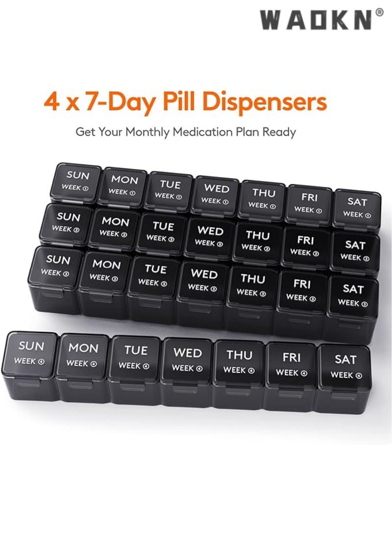 WAOKN Monthly Pill Organizer, 28 Day Pill Box, 4 Weeks One Month Pill Cases, Large Compartments Medicine Organizer for Vitamins, Fish Oils, Supplements - Image 2
