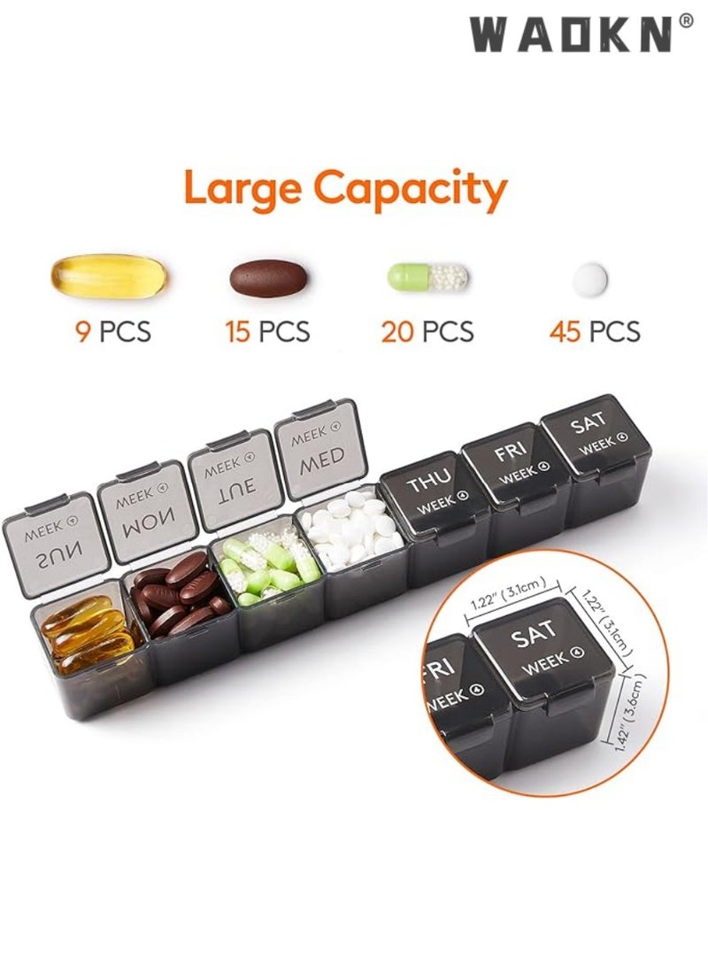 WAOKN Monthly Pill Organizer, 28 Day Pill Box, 4 Weeks One Month Pill Cases, Large Compartments Medicine Organizer for Vitamins, Fish Oils, Supplements - Image 3