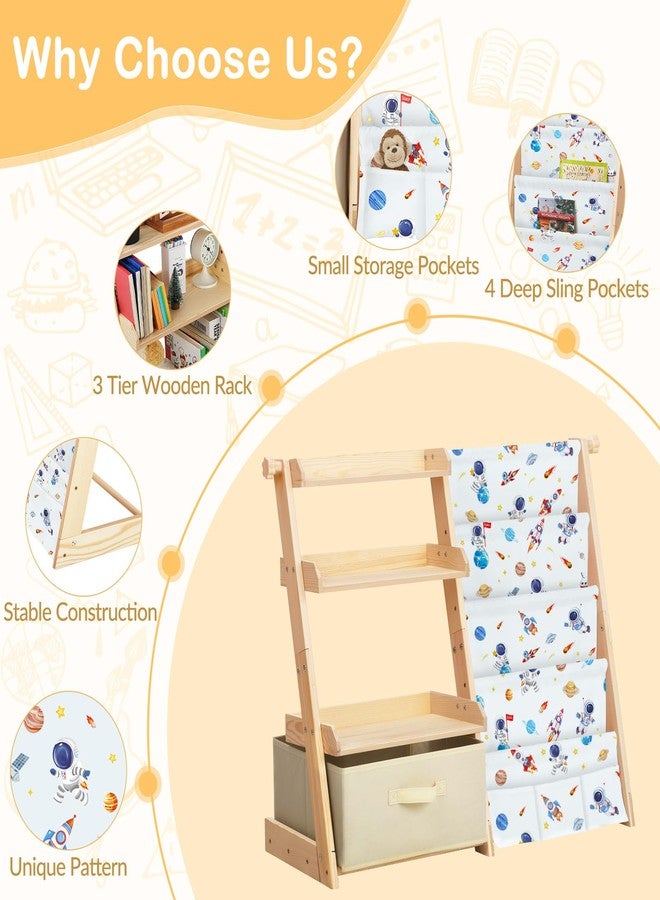 decalsweet Kids Bookshelf and Toy Storage Organizer Wooden 2 in 1 Toddler Bookcase-4 Tier Book Shelf with Toy Box for Kids Room,Nursery,Playroom - Image 4