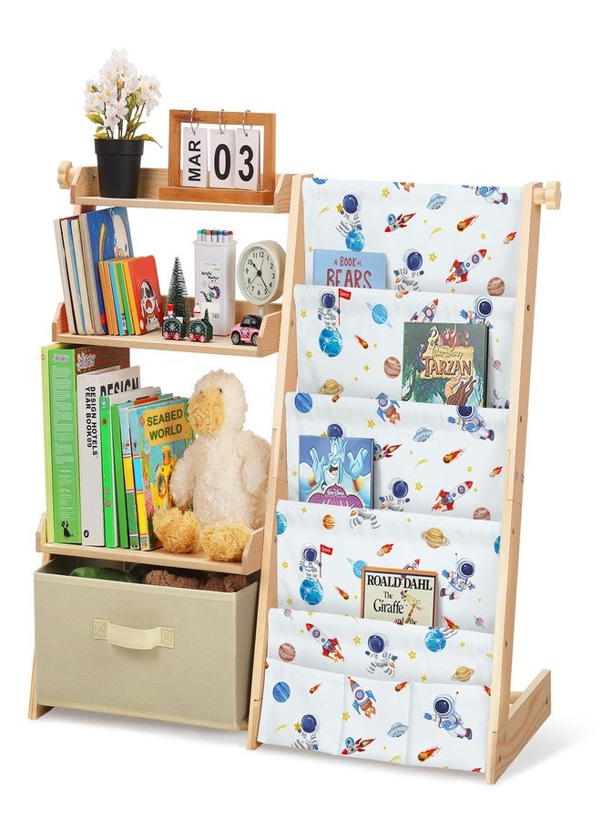 decalsweet Kids Bookshelf and Toy Storage Organizer Wooden 2 in 1 Toddler Bookcase-4 Tier Book Shelf with Toy Box for Kids Room,Nursery,Playroom - Image 1